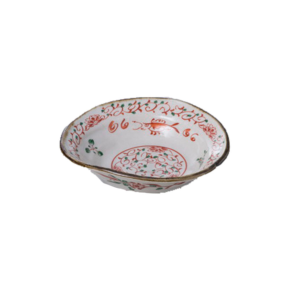 TAWAMI Large Appetizer Bowl - Red Flowers