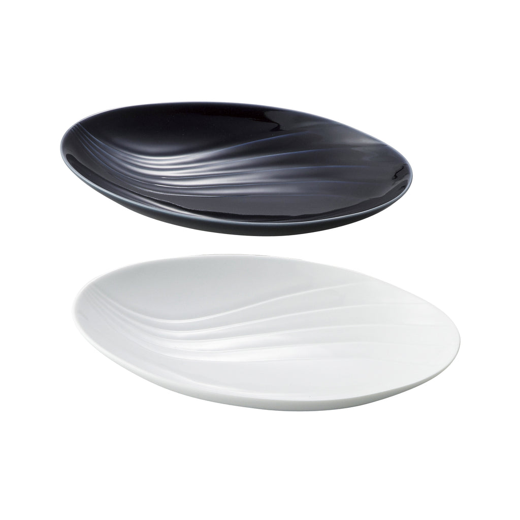 SEIRYU Oval Dinner Plate Set of 2 - Black and White