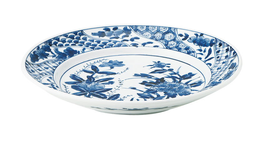 Patterned Dinner Plate - Blue and White