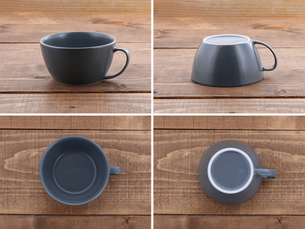 10.8 oz Lightweight Soup Bowls/Mugs with Handle Set of 4 - Gray