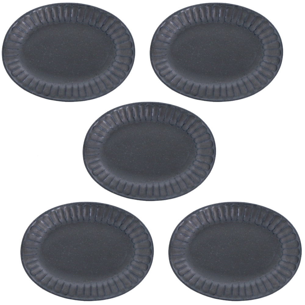 4.9" Shinogi Oval Ceramic Condiment Dishes Made in Japan - Black