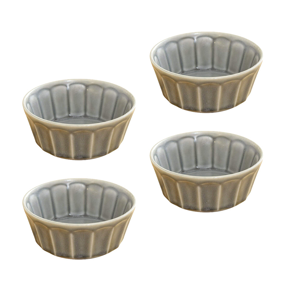 Shinogi 4.5" Small Appetizer Bowls Set of 4 - Matte Gray