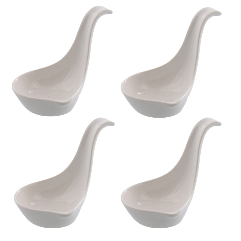 Amuse-Bouche Vertical Handle Appetizer Spoon Set of 4 - White