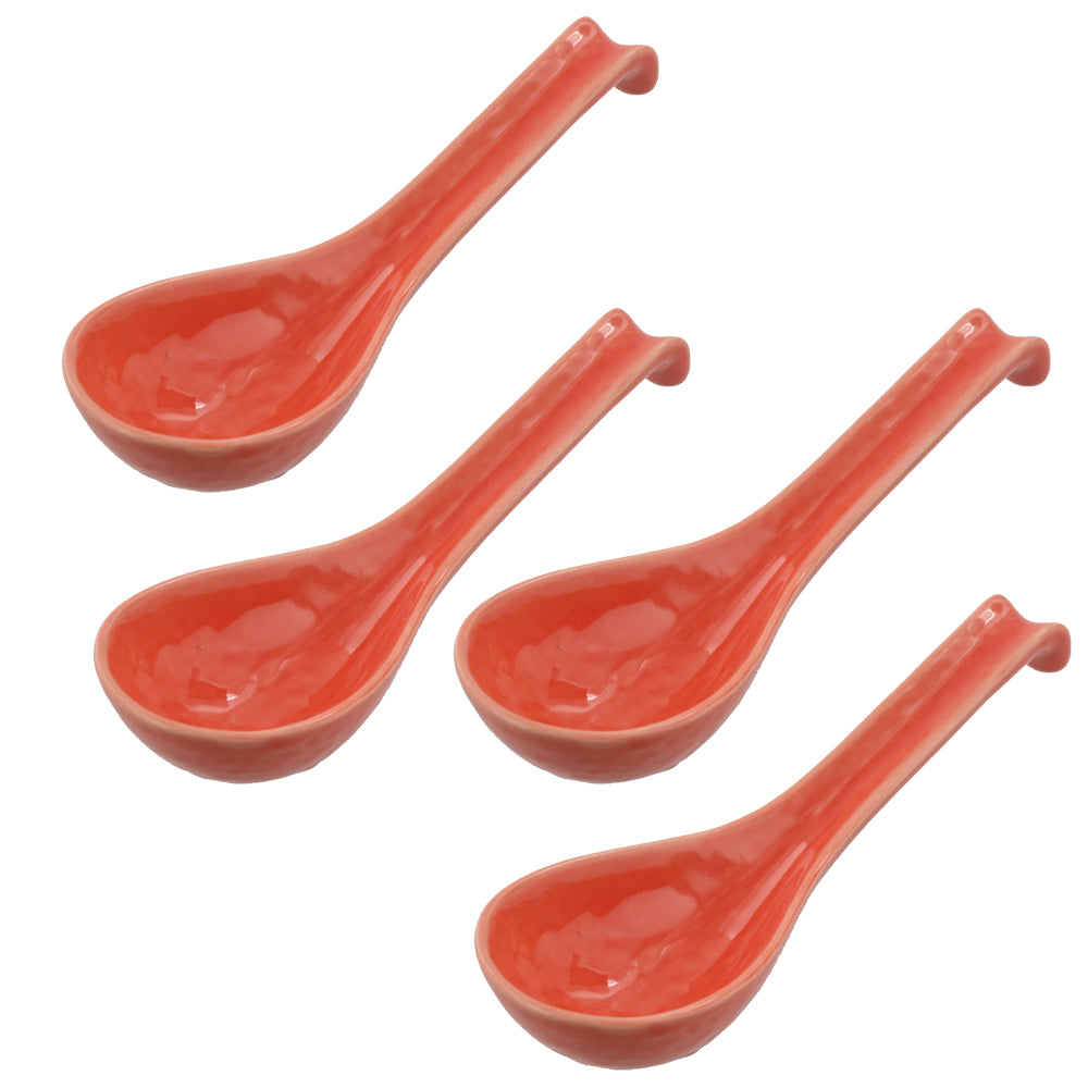 Asian Soup Spoon With Hook Set of 4 - Pink