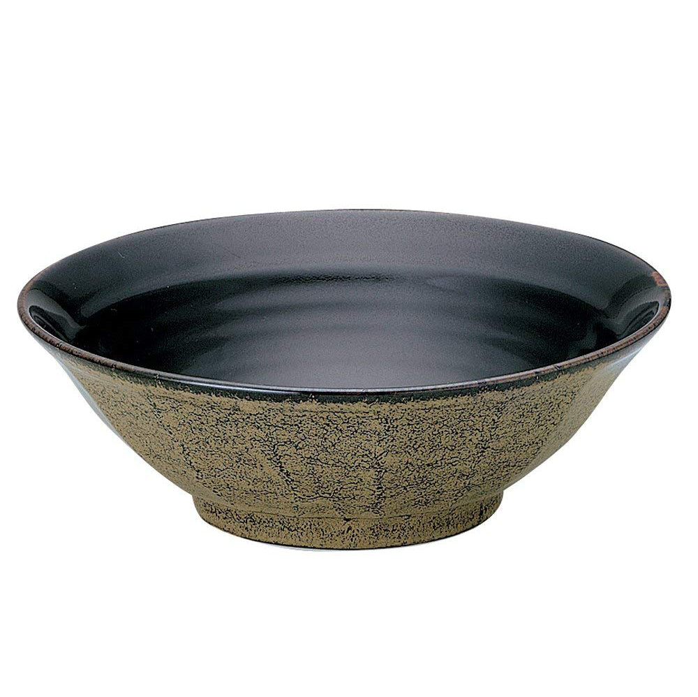 45 oz Ramen, Donburi Bowl Gold Pattern Black Bowl with Scraped Surface