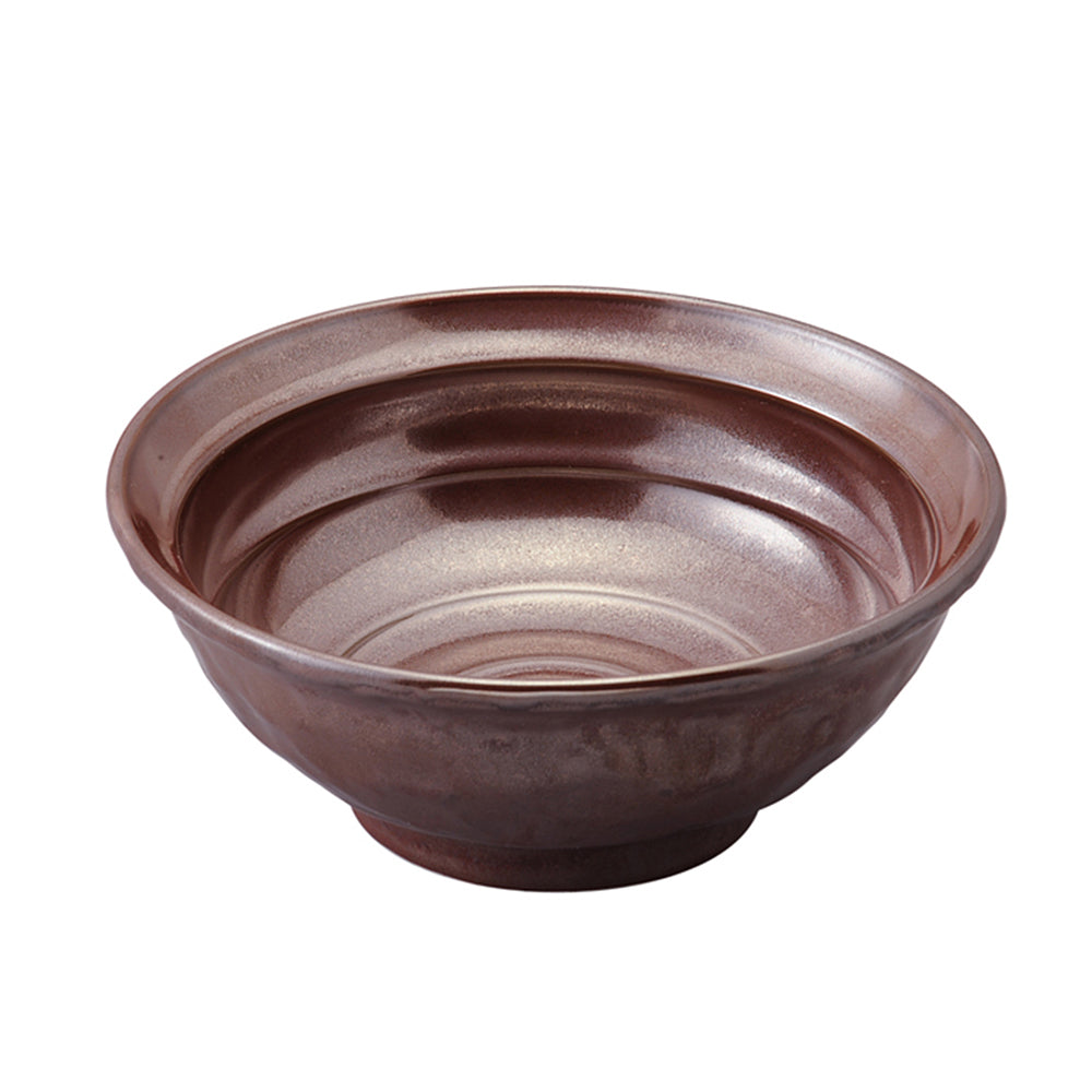 35 oz Ramen, Donburi Bowl Japanese Red-Iron Glaze with Uneven Surface (Ishimegata) 6.3