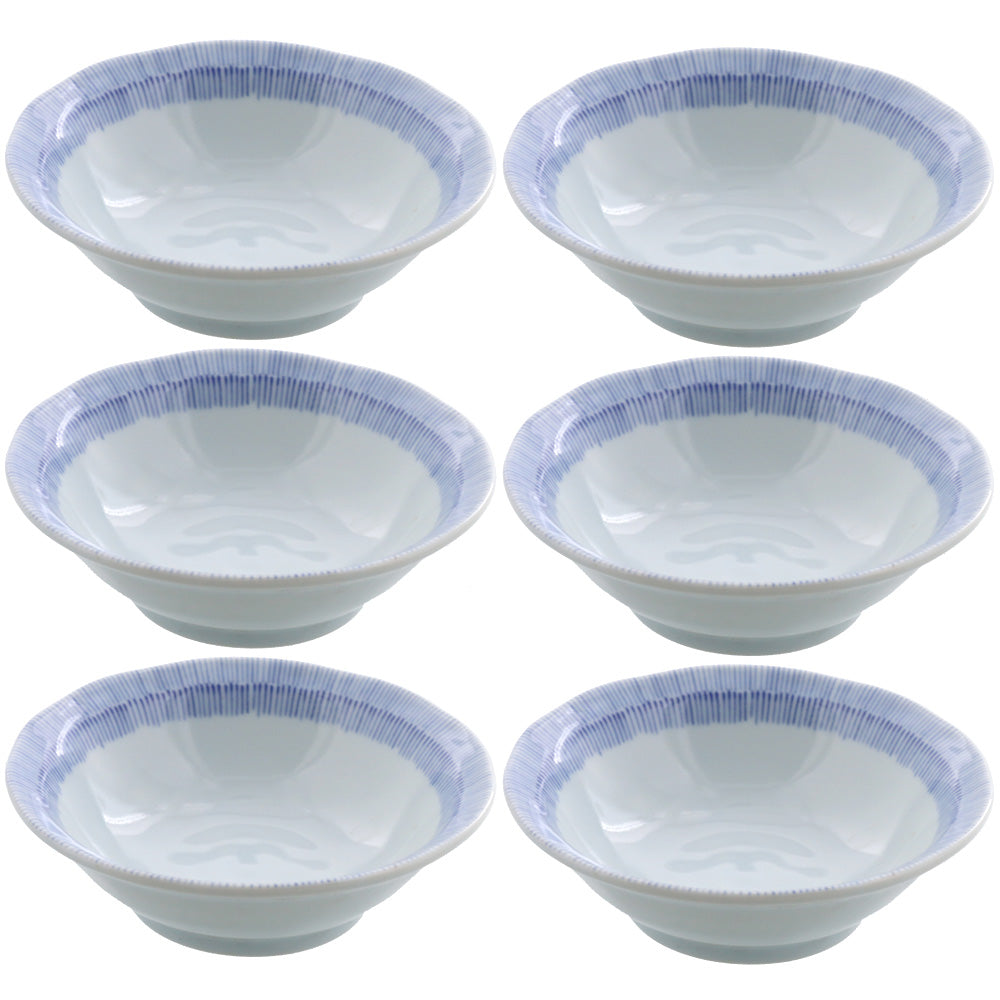 Tokusa 6-Piece Appetizer Bowl Kobachi Set - Blue and White