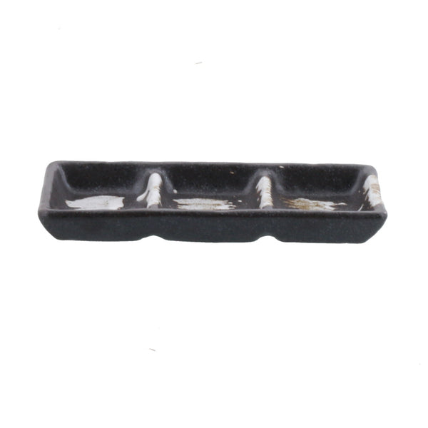 3-Section Condiment Dish Set of 2 Made in Japan - Black – Zen