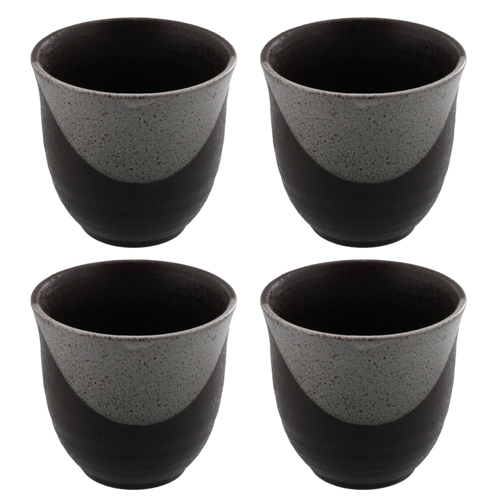 Japanese Teacups Yunomi Set of 4 - Black