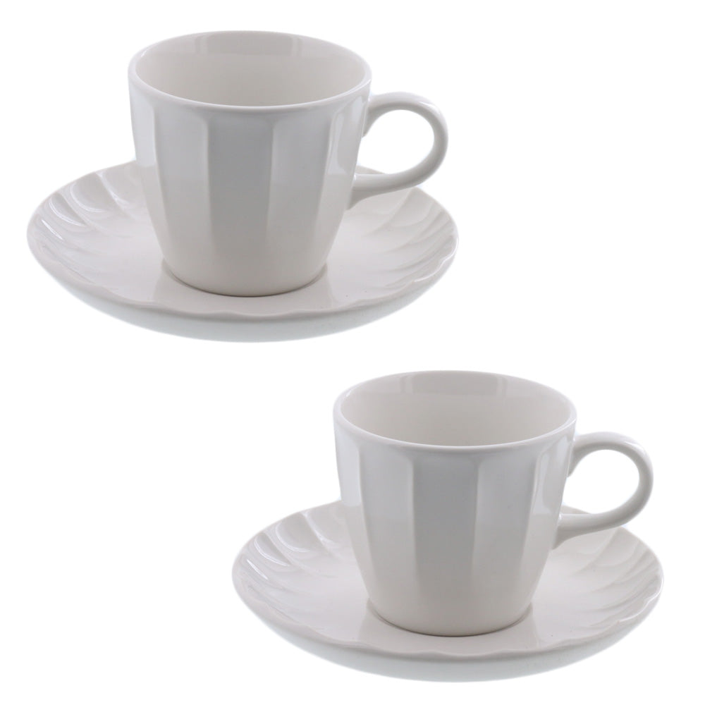 Shinogi White Coffee Cup and Saucer Set of 2