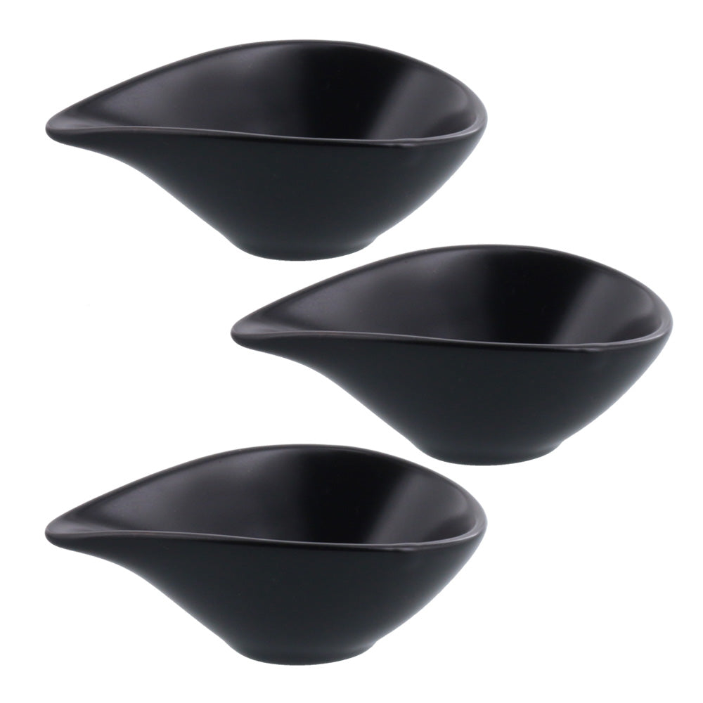 3.7" Sauce Dish with Spout Set of 3 - Black