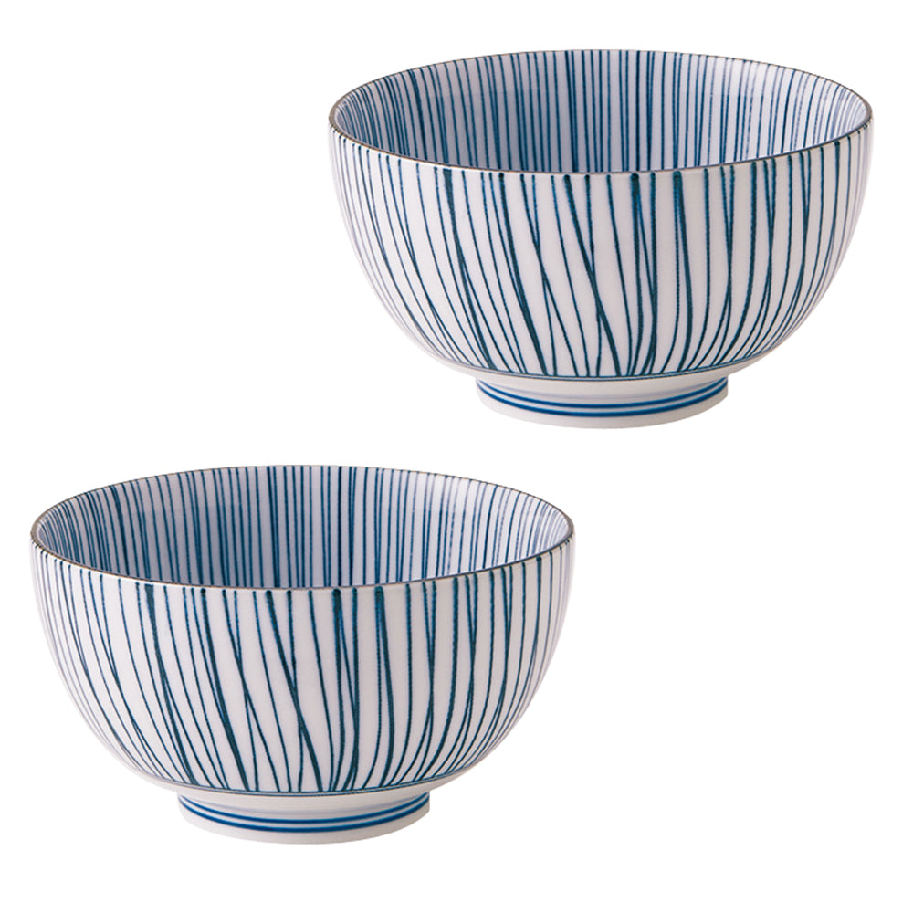 Blue Stripe Multi-Purpose Donburi Bowl Set of 2