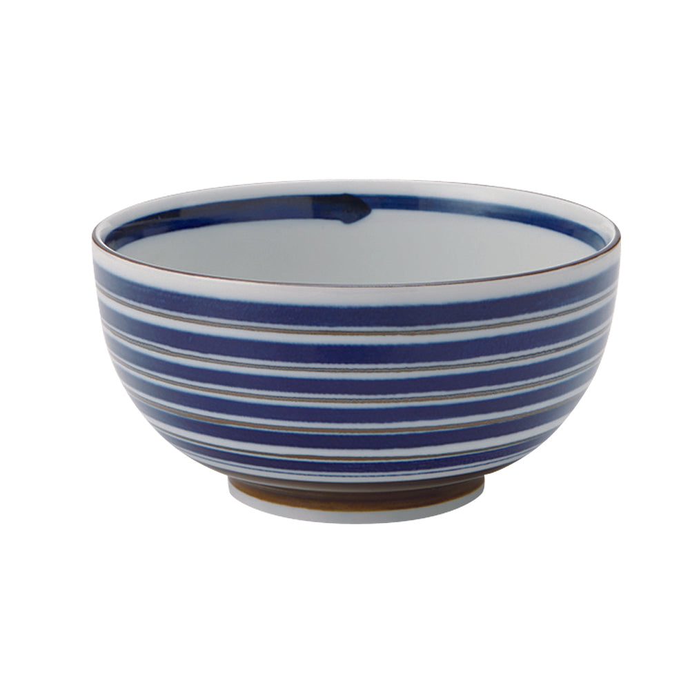 Blue and Brown Stripe Multi-Purpose Donburi Bowl - Large