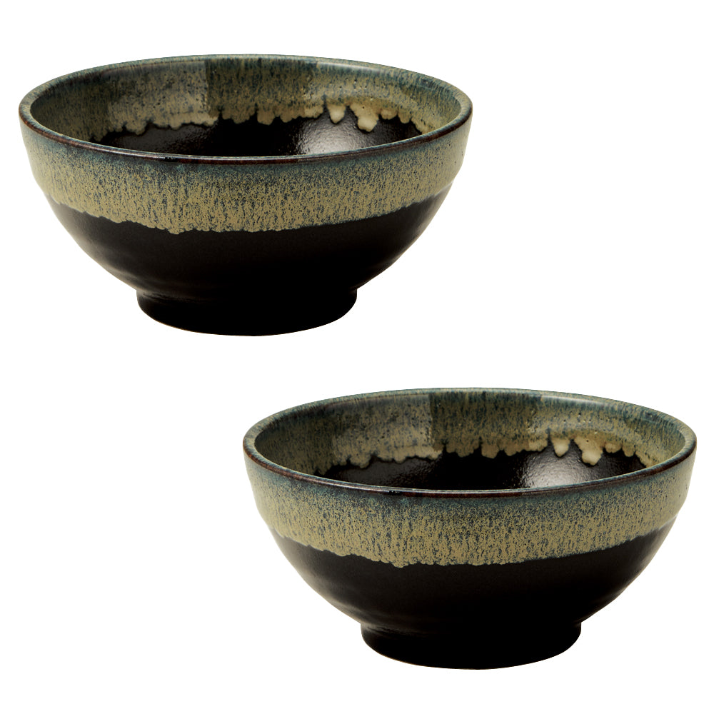Tenmoku Shironagashi 7.3" Multi-Purpose Sanuki Donburi Bowls Set of 2
