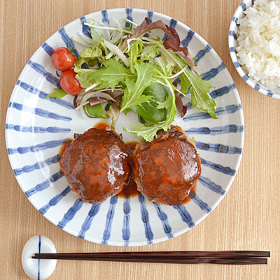 Large 8.8" Versatile Dinner Plate Japanese Simple Arabesque (Dami Tokusa)