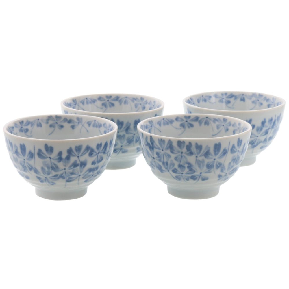 Nadeshiko Yunomi Japanese Tea Cup Set of 4 - Blue and White