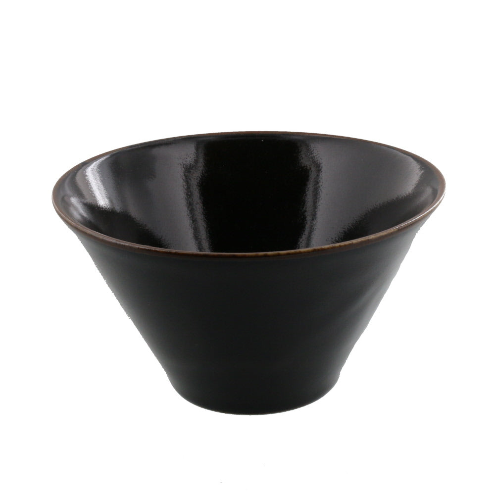26 oz Yuzu Tenmoku Black Trapezoidal Bowl - Small