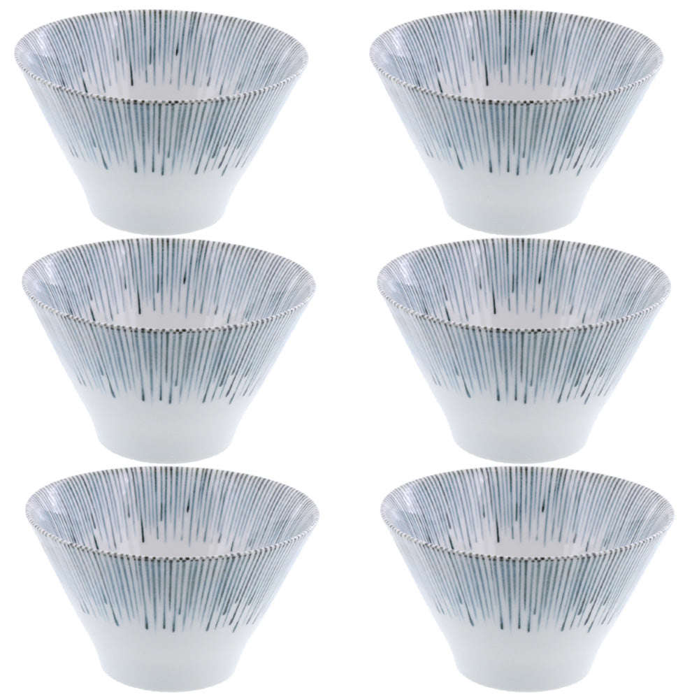 Aitokusa 6-Piece Trapezoidal Appetizer Bowl Set - Blue and White
