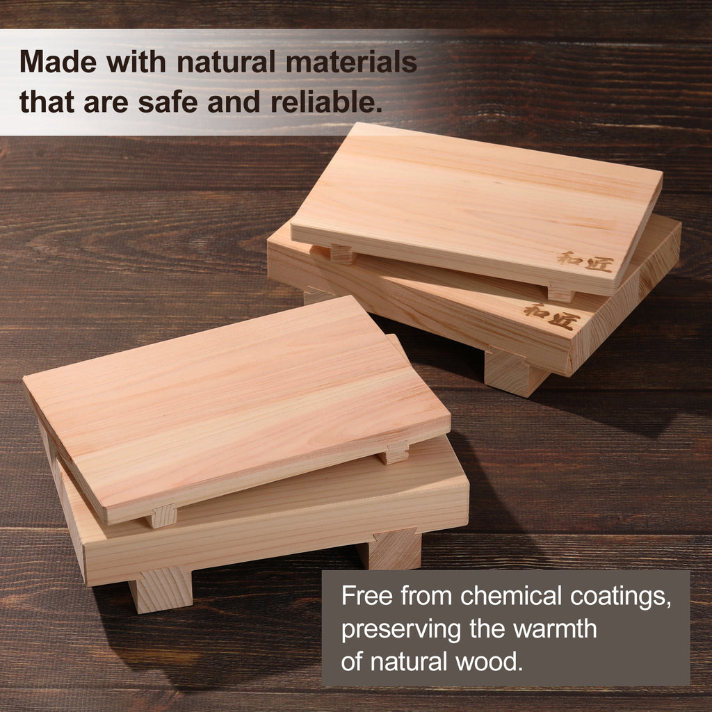 WASHO Hinoki Japanese Cypress Sushi Geta Serving Board
