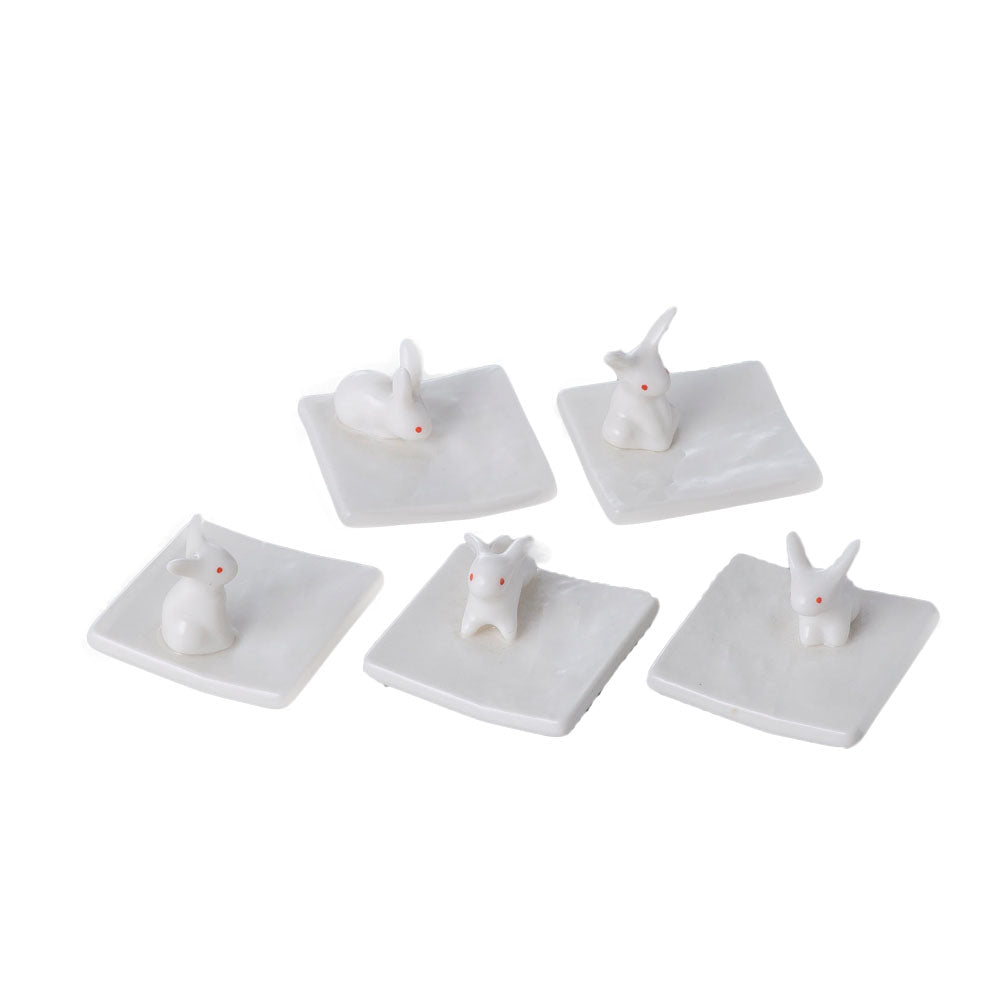 White Chopstick Rest Set of 5 - Rabbit