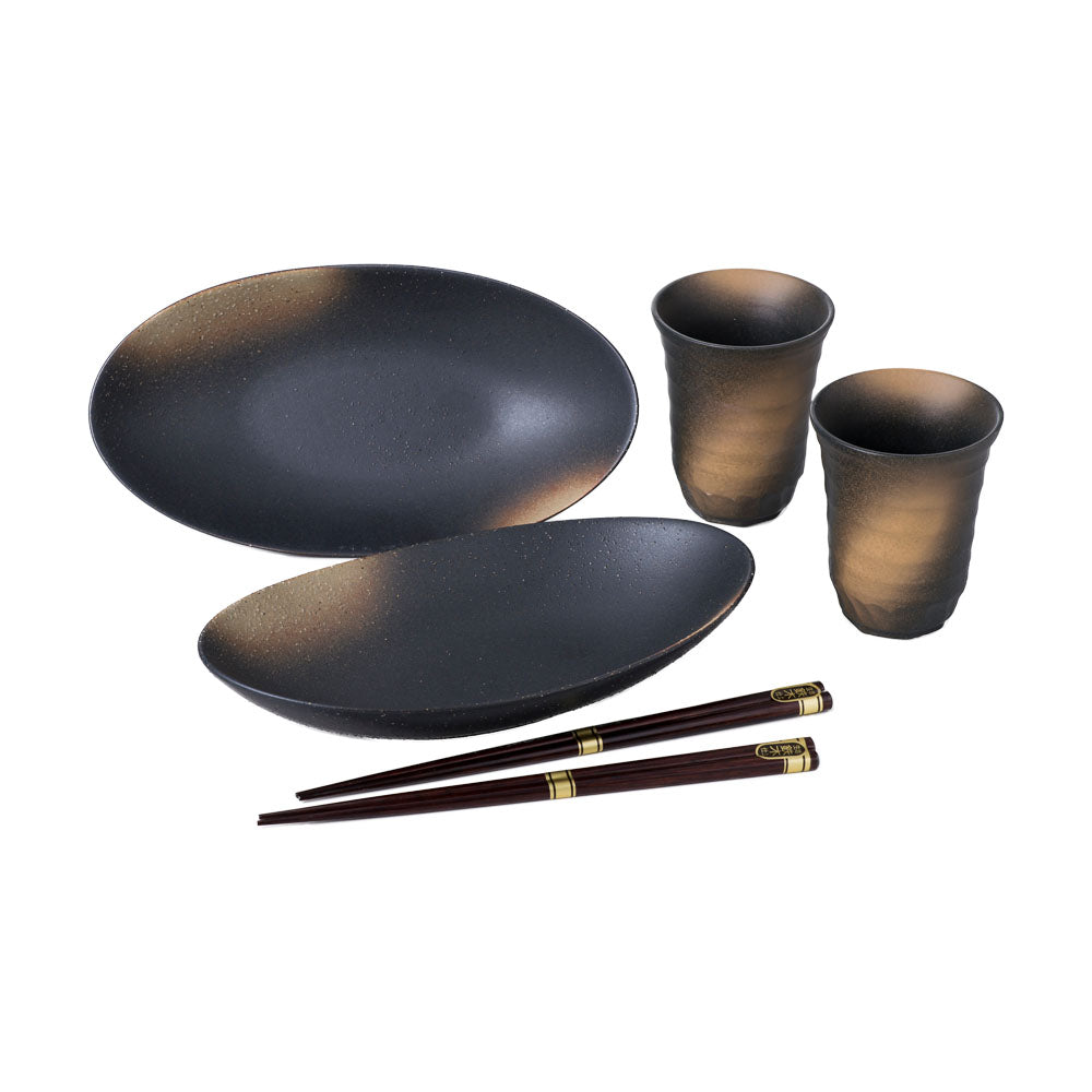 Oval Plate and Tumbler Set with Chopsticks