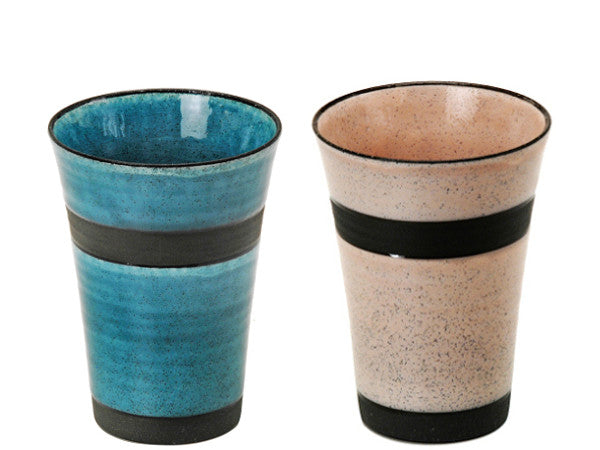 LOOP Matching Ceramic Tumbler Set of 2 - Rosé and Turquoise