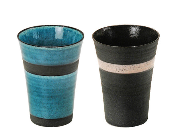 LOOP Matching Ceramic Tumbler Set of 2 - Rosé Bisque and Turquoise