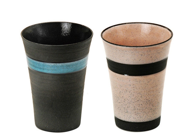 LOOP Matching Ceramic Tumbler Set of 2 - Black and Rosé