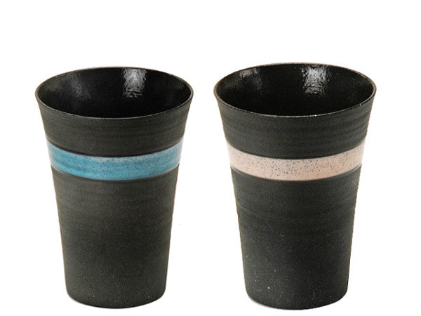 LOOP Matching Ceramic Tumbler Set of 2 - Rosé Bisque and Turquoise Bisque