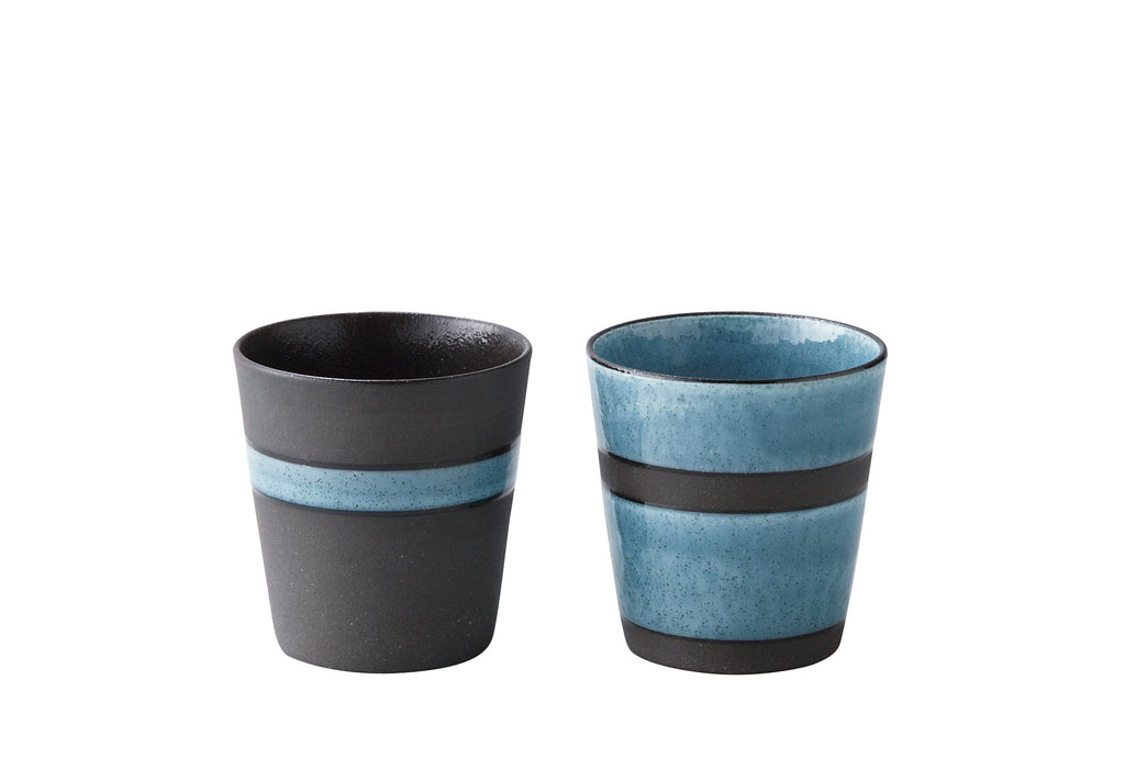 LOOP Small Ceramic Tumbler Set of 2 - Turquoise and Black