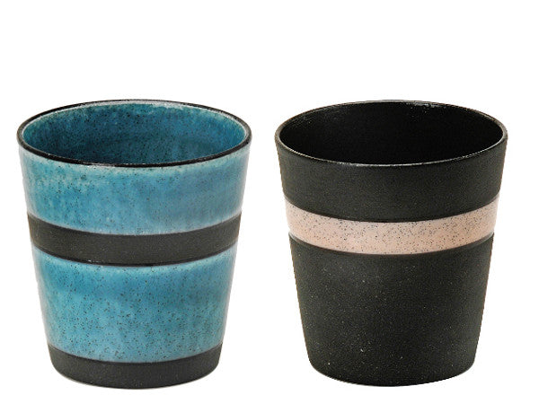 LOOP Small Ceramic Tumbler Set of 2 - Rosé Bisque and Turquoise