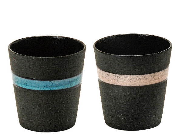 LOOP Small Ceramic Tumbler Set of 2 - Rosé Bisque and Turquoise Bisque