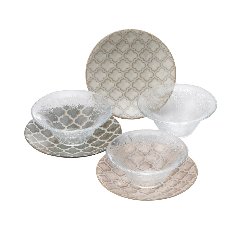 Zellij Dessert Bowl and Plate Set - Assorted Colors