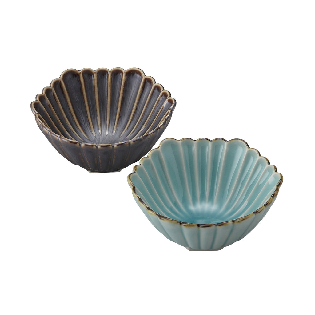 Appetizer Bowl Kobachi Set of 2 - Brown and Turquoise