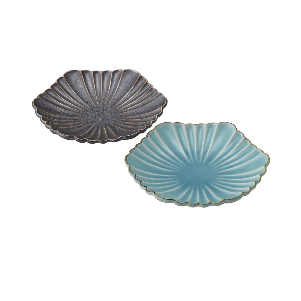 Appetizer Plate Set of 2 - Brown and Turquoise