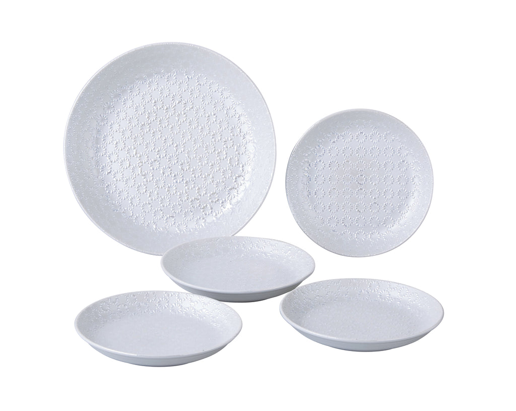 Chrysanthemum Dinner Plates Set of 5 - White