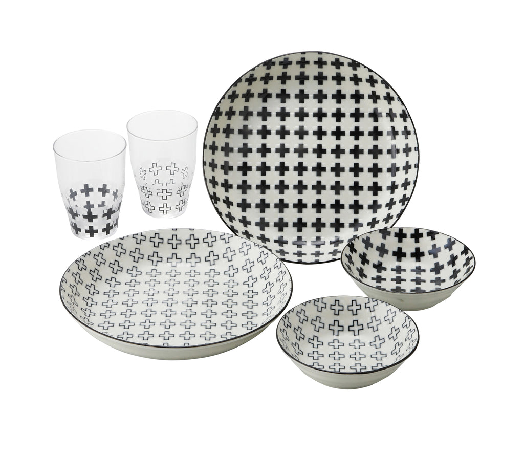 6-Piece Black and White Dinnerware Set - Croce