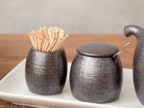 Porcelain Toothpick Holder - Silver/Black