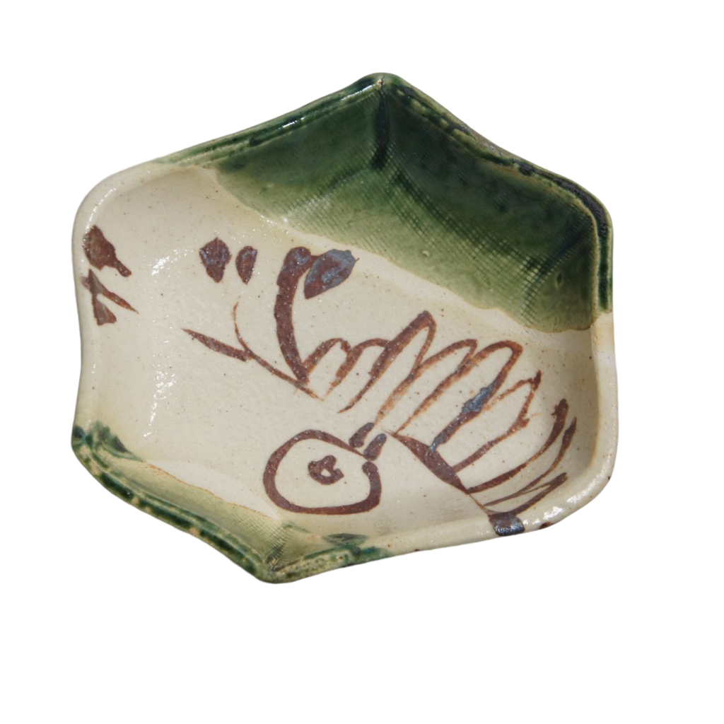 Ogawa Kiln Oribe 5.9" Turnip Shaped Appetizer Plate - Kabu