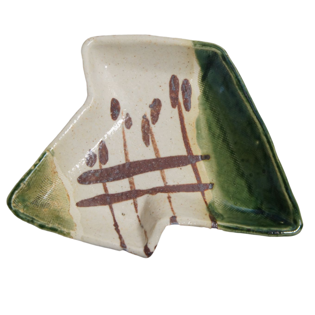 Ogawa Kiln Oribe 6.3" Arrow Shaped Appetizer Plate - Yafusuma