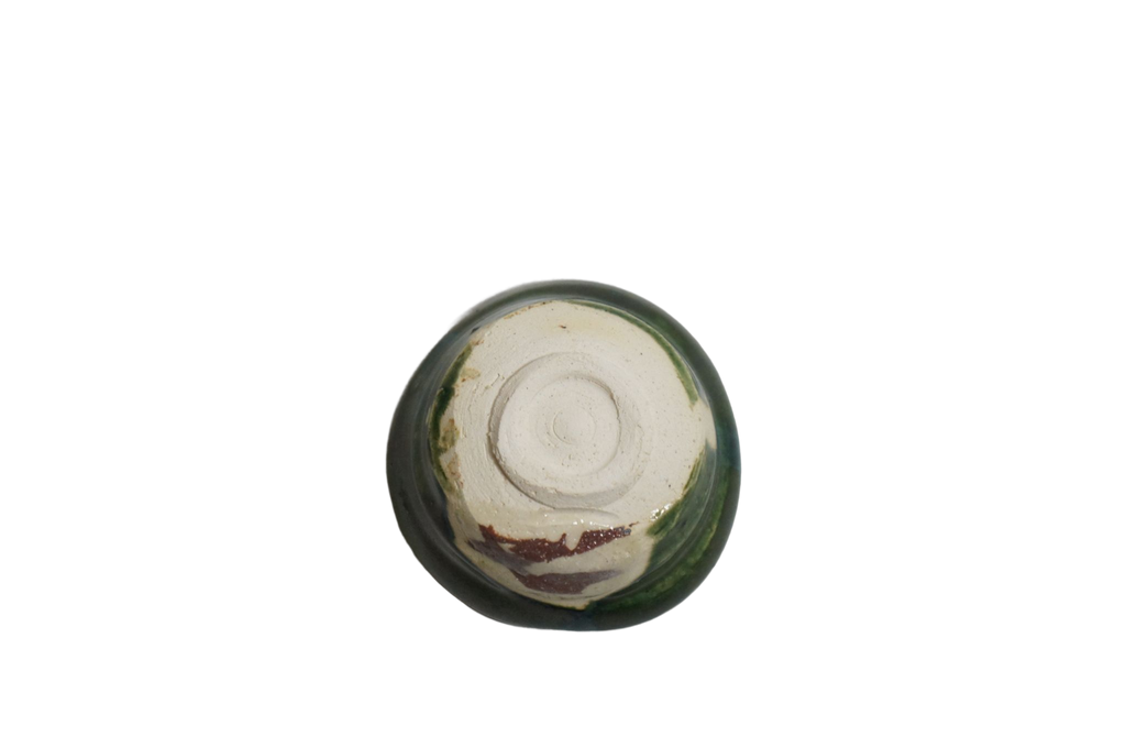 Ogawa Kiln Oribe 3.1" Yuragi Hantsutsu Half Cylinder Sake Cup Guinomi
