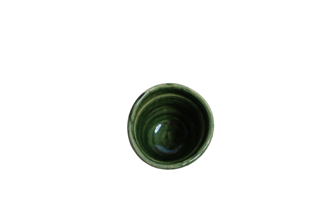 Ogawa Kiln Oribe 2.6" Yuragi Tsutsu Cylinder Sake Cup Guinomi