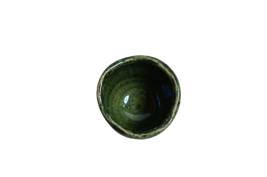 Ogawa Kiln Oribe 2.8" Tsutsu Cylinder Sake Cup Guinomi
