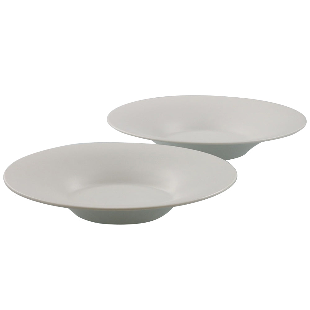 Porcelain Wide Rim Soup Plate Set of 2  - White