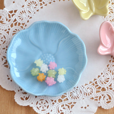 Pastel Blue Flower Plates Set of 4 - Small