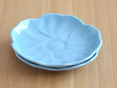 Pastel Blue Flower Plates Set of 4 - Small