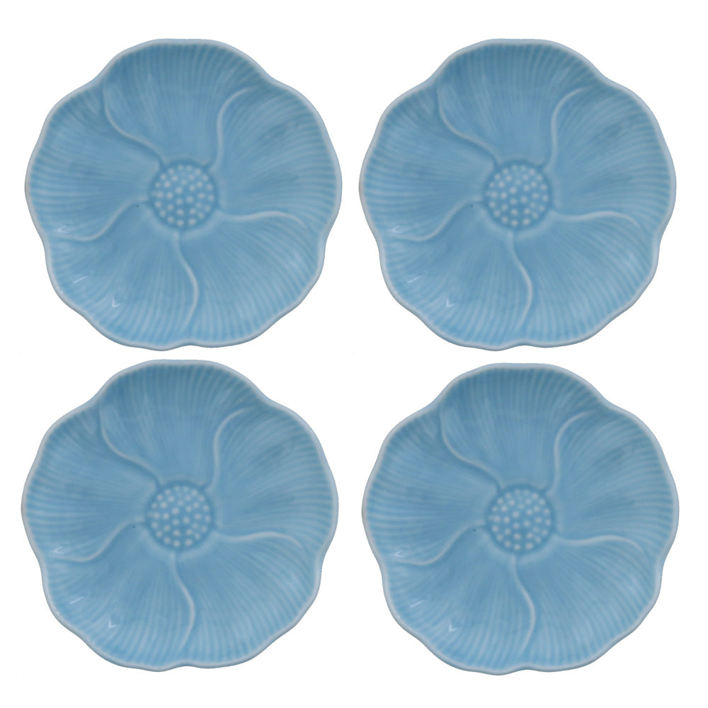 Pastel Blue Flower Plates Set of 4 - Small
