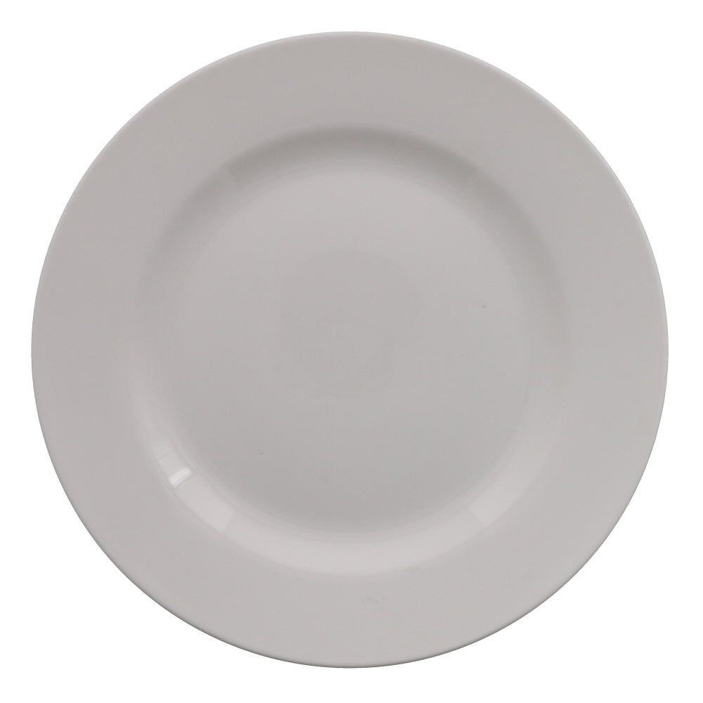 Porcelain Wide Rim Round Plates Set of 4 - Ivory