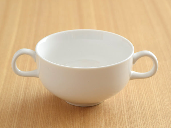 White Soup Bowls with Handles Set of 4