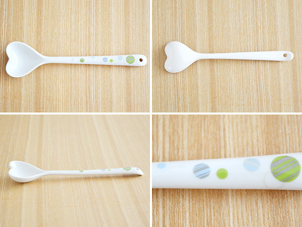 Heart Shaped Spoon With Polka Dots Set of 4